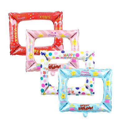 China Cute Family Selfie Photo Frame Balloon Square Foil Birthday Foil Balloon For Home Decoration Air Globos for sale