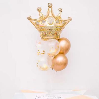 China Lovely Cute Prince Princess Birthday Party Decoration Aluminum Foil Crown Balloons for sale