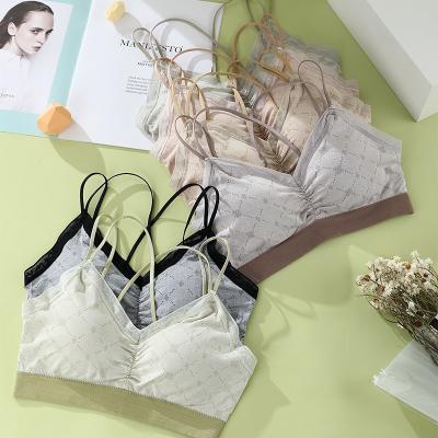 China New QUICK DRY latex bra lace cross back women underwear thin shoulder sports bra 2021 suspender bra for sale