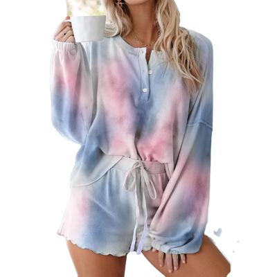 China New High Quality QUICK DRY Pajamas Women Sleepwear 2 Piece Tie Dye Pajamas for sale