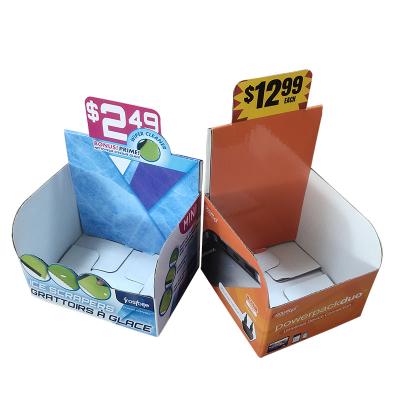 China Eco-friendly Promotion Advertising Product Cardboard Boxes Pos Pop Small Counter Paper Display stand for electronic sport goods for sale