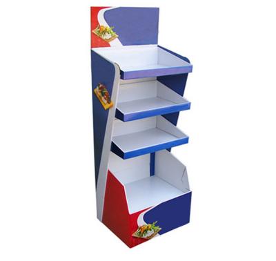 China Eco-friendly Factory Direct Sale 4 Tier Cardboard Floor Display Custom Floor Paper Corrugated Cardboard Display Stand for sale