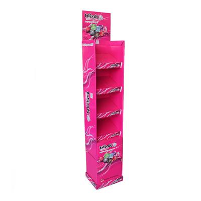 China Eco-friendly Custom Colorful Printed Multiple Layer Floor Display Shevles Cardboard Display Boxes Pdq Display Rack for sale