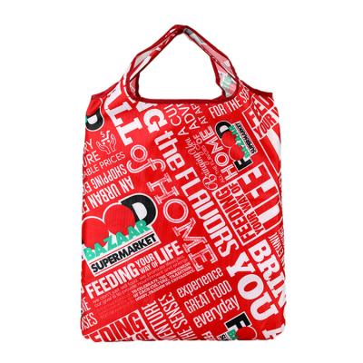 China Custom Eco Handled Collapsible Reusable Biodegradable Nylon Shopping Bag for sale