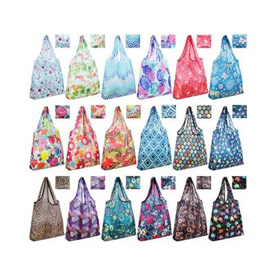 China 2023 New Various Pattern Capacity Cheap Fashion Geometric Eco-Friendly Foldable Women's Custom Handled Nylon Bag for sale