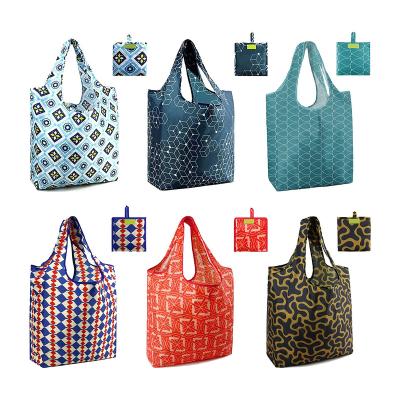 China Custom Fashion Women Mini Foldable Grocery Tote Bags Eco-friendly Polyester Nylon Shopping Bag for sale