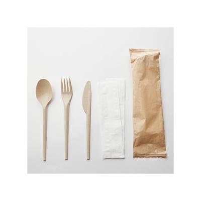 China Professional Disposable Biodegradable Bamboo Knife Fork Spoon Towel 4 in 1 Set for sale