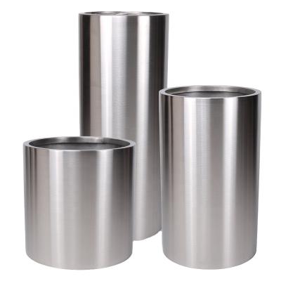 China Modern Silver Stainless Steel Pot Planter for sale