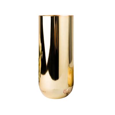 China Large Lathe Spinning Gold Metal Tube Household Customized Single Flower Vase For Home Decor for sale