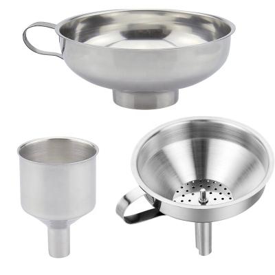 China Sustainable Funnel Durable Stainless Steel Kitchen Heads With Strainer-Ideal For Transferring Liquid Spices Powder Bean Jam Canning Dis for sale