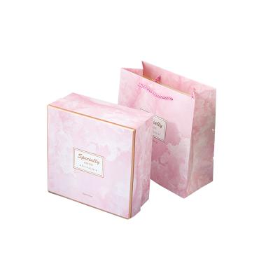 China Disposable Packaging Paper Bag Gift Lanyard Storage Box Gold Foil Logo Marble Gift Paper Box for sale