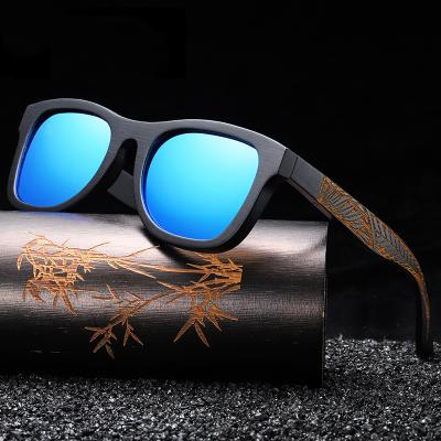 China Handmade Black Bamboo Sunglasses Women Men Fashion Sun Glasses Frame Polarized Eco-Friendly Bamboo Wooden Bamboo Sun Glasses Vintage Sun Glasses for sale