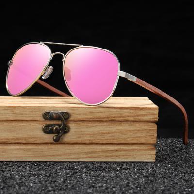 China Original Wood Sunglasses Polarized Luxury Sun Glasses Bamboo Metal Frame Women Men Brand Sunglasses Fashion Wood and Metal Polarized Sunglasses for sale