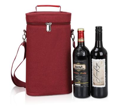 China Modern Wholesales Customize Reusable 2 Bottle Canvas Wine Bag Eco-Friendly Promotional Organic Cotton Logo Wine Bag for sale