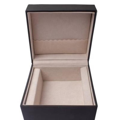 China Lxuxury Logo Black Cardboard Paper Gift Custom Made Luxury High Quality Packaging Simple Watch Packing Box With Foam Insert for sale