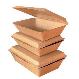 China Caja desechable de 280 ml de papel de cáscara de almeja, caja de papel Kraft a prueba de fugas en venta