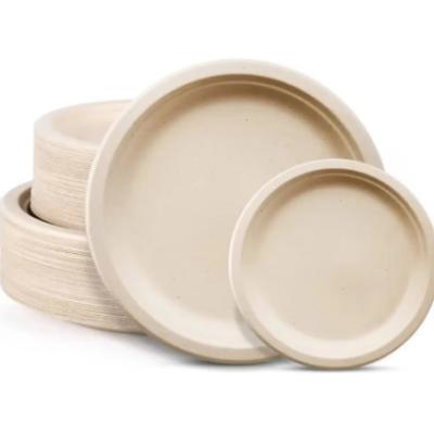 China 9 Inch Round Pulp Plate Biodegradable Sugarcane Disposable Food Plate for sale