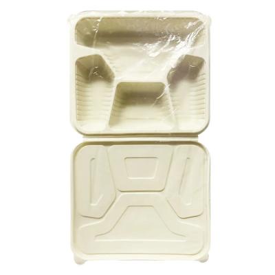 China 700ml capacity biodegradable compostable corn starch clamshell food box packaging box for sale