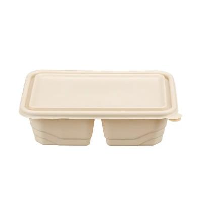 China 2 boxes with cover cornstarch lunch box disposable fast food packaging box wholesale for sale