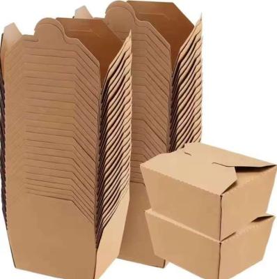 China 1200ml Kraft Paper Box Disposable chicken Take Away Paper Salad Dessert Paper Lunch Box for sale