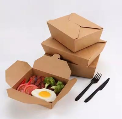 China Bioegradable Kraft Paper Food Container Lunch Meal Box Kraft Paper Box for sale