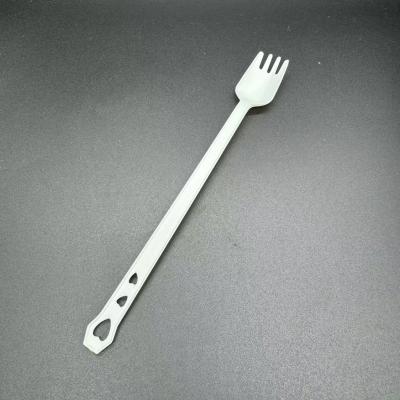 China Camping Outdoor PLA Cutlery  2 In 1  Long Stemmed Biodegradable Spork for sale