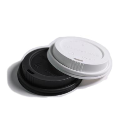 China PLA  Strawless Lid 90 Mouth Sides Eco-Friendly 100% Composable BPI Certificated White Black for sale