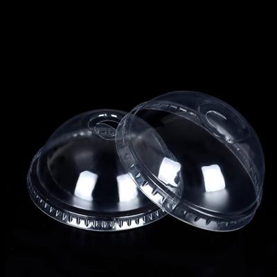 China Disposable PLA Transparent Dome Lid Half Open Milk Tea Cup Lid for sale