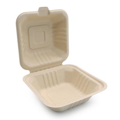 China Sugar Cane Bamboo Pulp Hamburger Box Camping Parties Lunches Food Packaging Plates Made Paper for sale