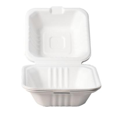 China Compostable Biodegradable Packing disposable bagasse Buger pulp paper box for sale