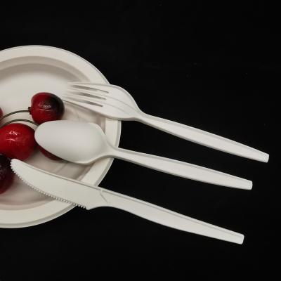 China 6inch 6.5inch 7inch CPLA compostable Tableware 100% biodegradable white Polylactic Acid Cutlery Fork Knife Spoon for sale