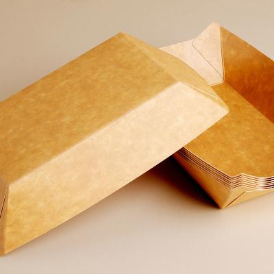 China Kraft Paper Boat Basket Food Trays Paperboard Tray Loaf Bread Packaging Brown Packing Box Paper Gift Folders for sale