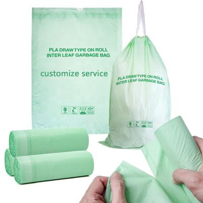 China disposable plastic drawstring kitchen rubbish bin trash garbage bag on roll for sale