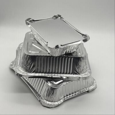 China Tin Box  Aluminum Foil Container Food Packaging Disposable Cooking Meal Take Away Tray With Lid for sale