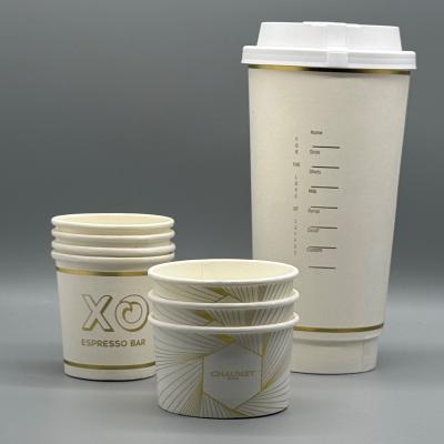 China Custom Takeway Portable Kraft Craft Cup Hotel Restaurant Paper Coffee Cups Double Wall With Lids for sale