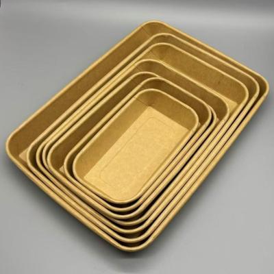 China Eco Paper Catering Take Away Food Tray Burger Fried Chicken Fries Sushi Packaging Supplies for sale