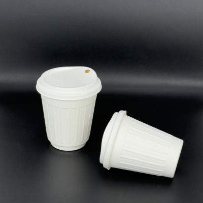 China Disposable Food Grade Takeout Drinkware Sugarcane Bagasse Pulp Cup With Lid For Drink Coffee for sale