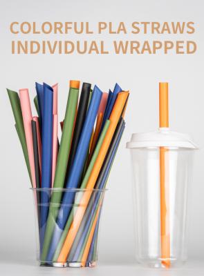 China Coloured Compostable Individually Wrapped PLA Disposable Straws Biodegradable Straight PLA Straws for sale