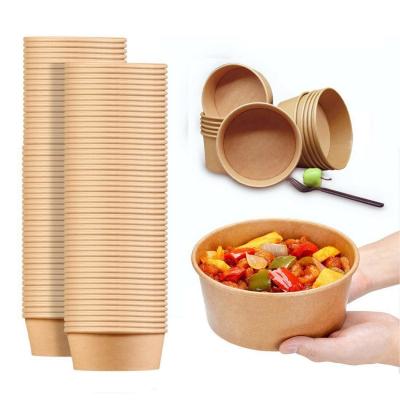 China ODM / OEM Emballages Alimentaires Round Biodegradable Eco-Friendly Take Away Salad Fast Kraft Paper Packaging Bowl for sale