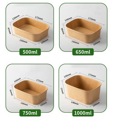 China Disposable Kraft Paper Lunch Box Custom Logo Square Set For Packaging Fruit Fast Food Light Meals Salad for sale