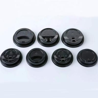 China Plastic PS Coffee Cup Lids Disposable White And Black Lid For Paper Coffee Cups for sale