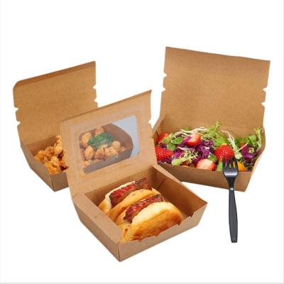 China Hot Selling Custom Food Grade Packaging Box Flip Top Takeaway Fast Food Lunch Kraft Paper Box With Window for sale