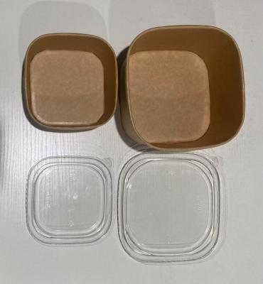 China PET-Deckel für umweltfreundliche Produkte Nudeln quadratisches Papier kraft Einwegsalatschüssel zu verkaufen