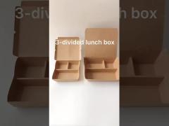 Disposable Kraft Paper Box Takeaway Food Container 3 Compartment Paper Food Packaging