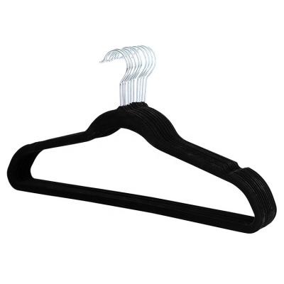 China YIKAI Rated Supplier Contemporary Soft 360 Degree Rotatable Hook Velvet Coat Hanger Black 50 Packs for sale