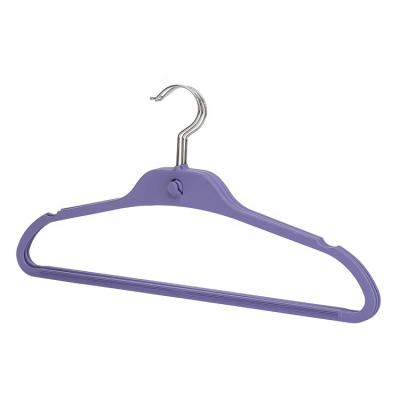 China Eco-friendly Non Slip Hardware Hangers Rubber Coated Plastic Cloth Hanger for sale