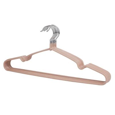 China Best Selling Durable Contemporary Household Bulk Non Slip Pale PVC Coated Metal Hanger - Pink For Clothes for sale