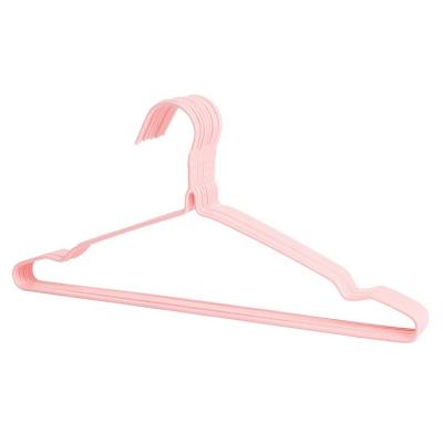 China YIKAI Contemporary High Quality Pink Skirt Hangers Metal Wire Laundry Dry Cleaning Hangers for sale