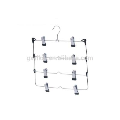 China 2021 Best Selling Contemporary Space Saving Foldable 4 Tier Chrome Plated Metal Skirt Hanger for sale