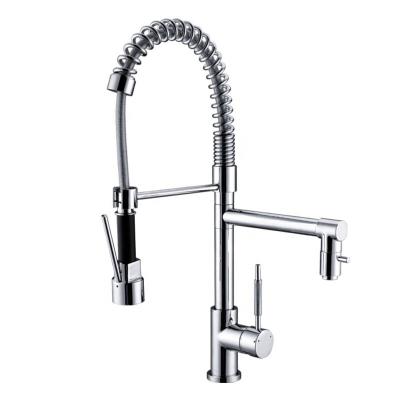 China Multi-Function Sink Gold Pull-Down Spring Faucet Sense Faucets Kitchen Cold And Hot Water Faucet Bridge Type for sale